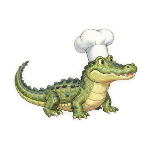 Crocodile Grinning Chef Toque