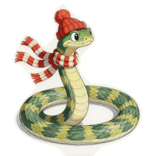 Garter Snake Scarf Wearing Long Scarf Hat
