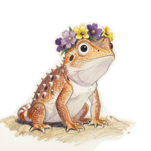 Horned Lizard Sunning Flower Crown