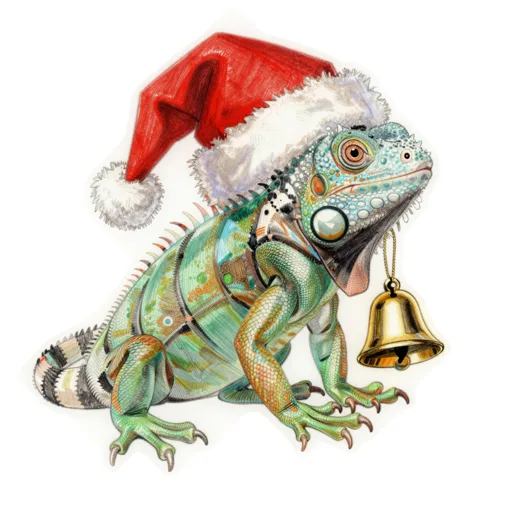Iguana Christmas Santa Hat