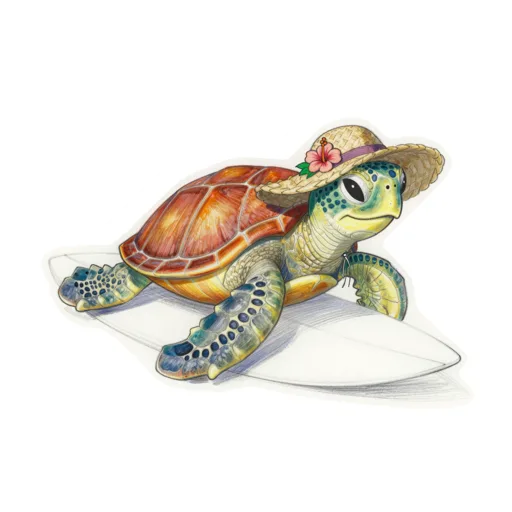 Sea Turtle Surfing Beach Hat