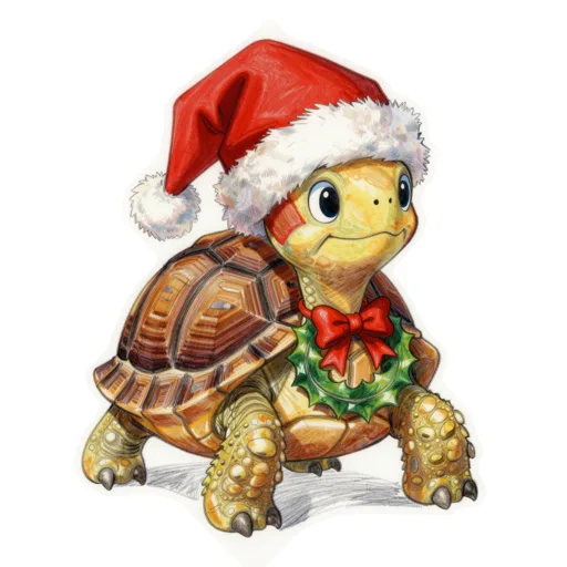 Tortoise Christmas Santa Hat